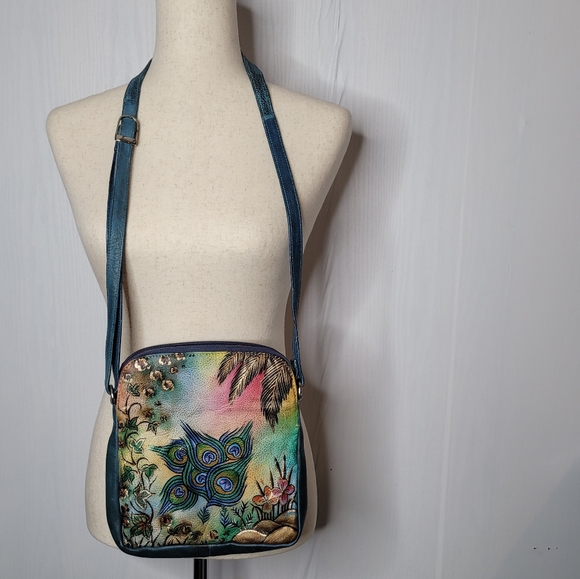 BIACCI HAND PAINTED CROSSBODY Leather PURSE - Picture 6 of 12